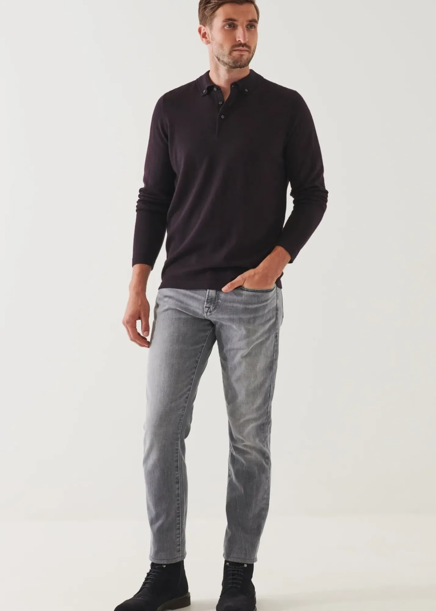 PATRICK ASSARAF Merino Wool Button Down Polo|Men Knitwear