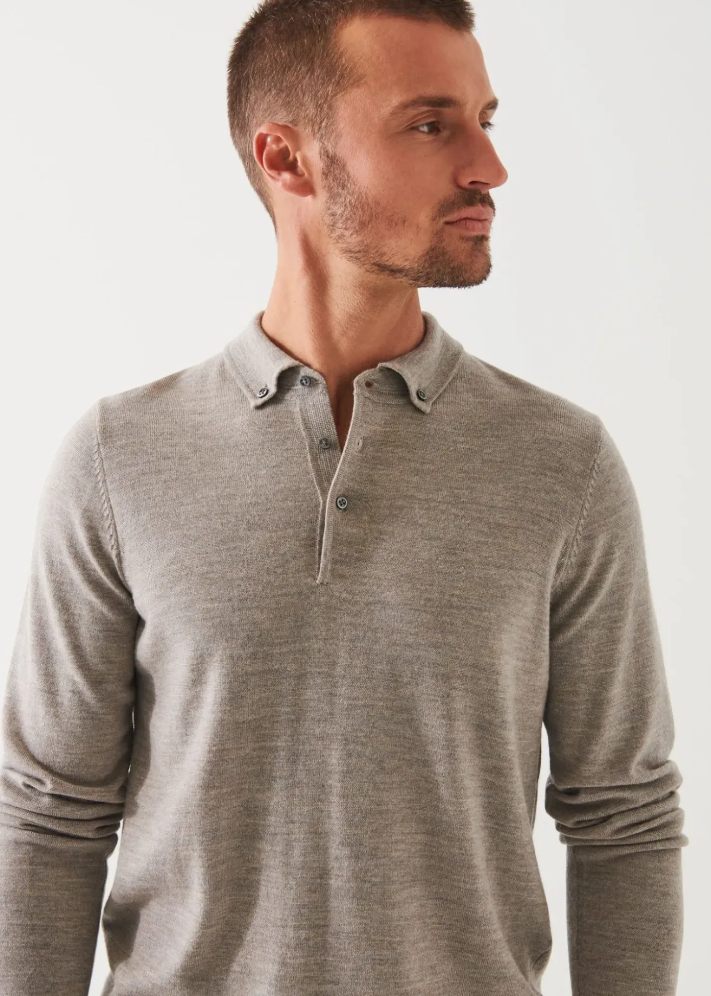 PATRICK ASSARAF Merino Wool Button Down Polo|Men Knitwear