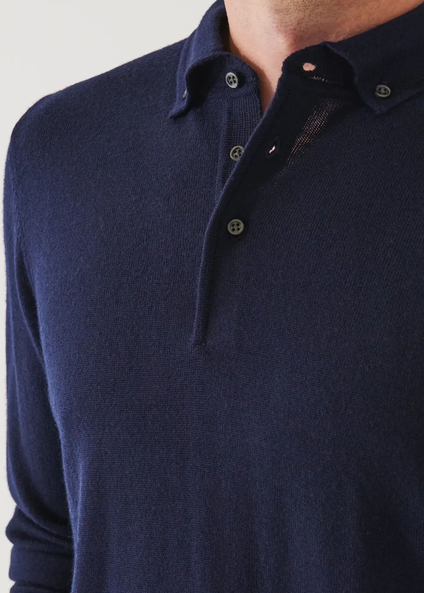 PATRICK ASSARAF Merino Wool Button Down Polo|Men Knitwear