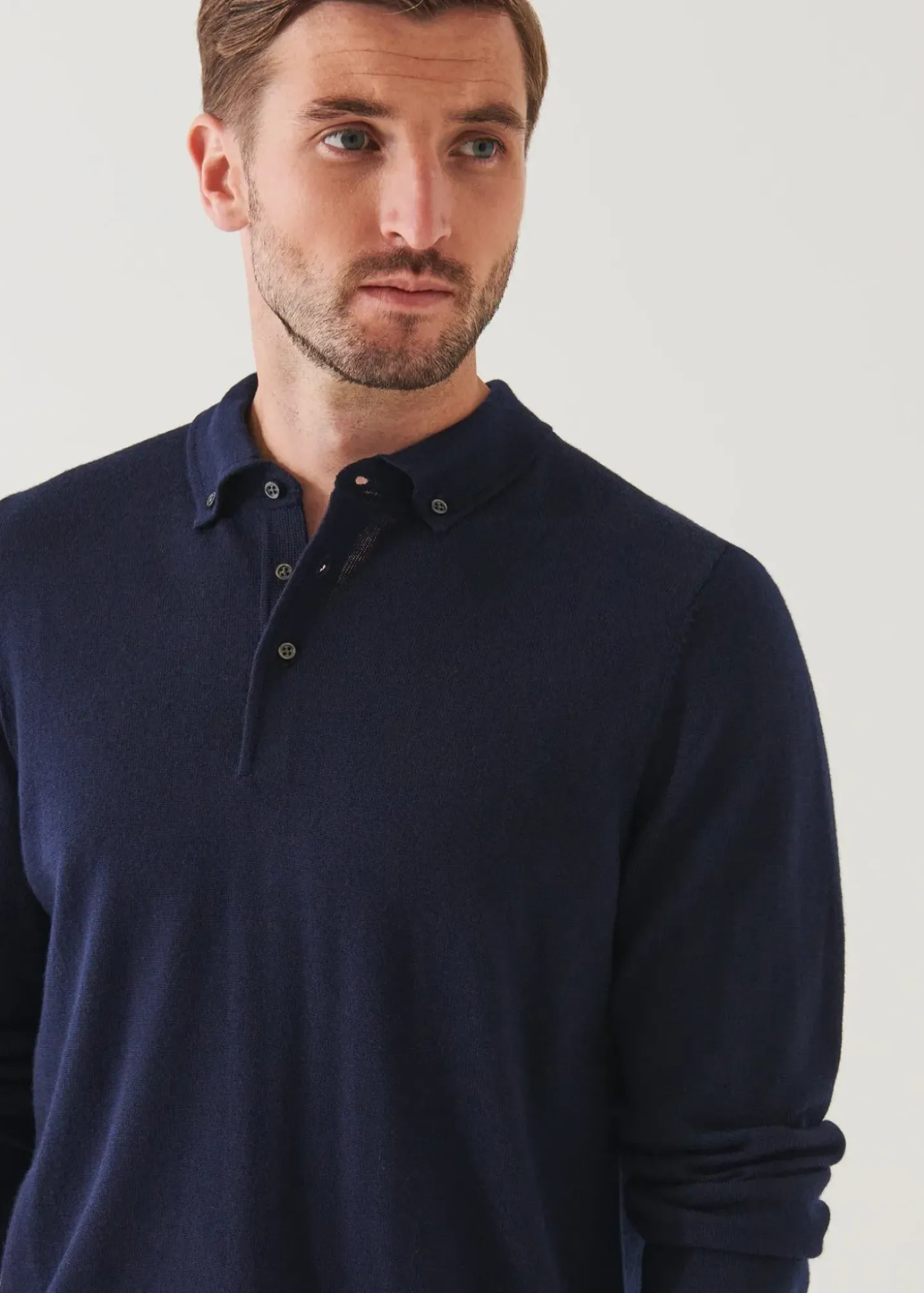 PATRICK ASSARAF Merino Wool Button Down Polo|Men Knitwear