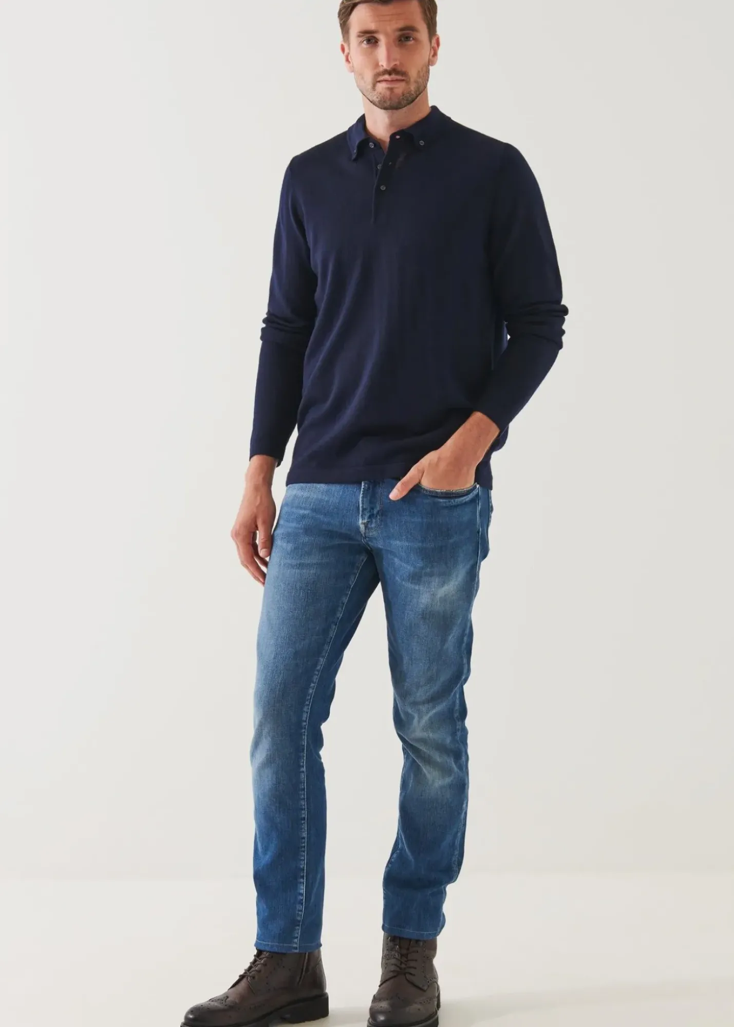 PATRICK ASSARAF Merino Wool Button Down Polo|Men Knitwear