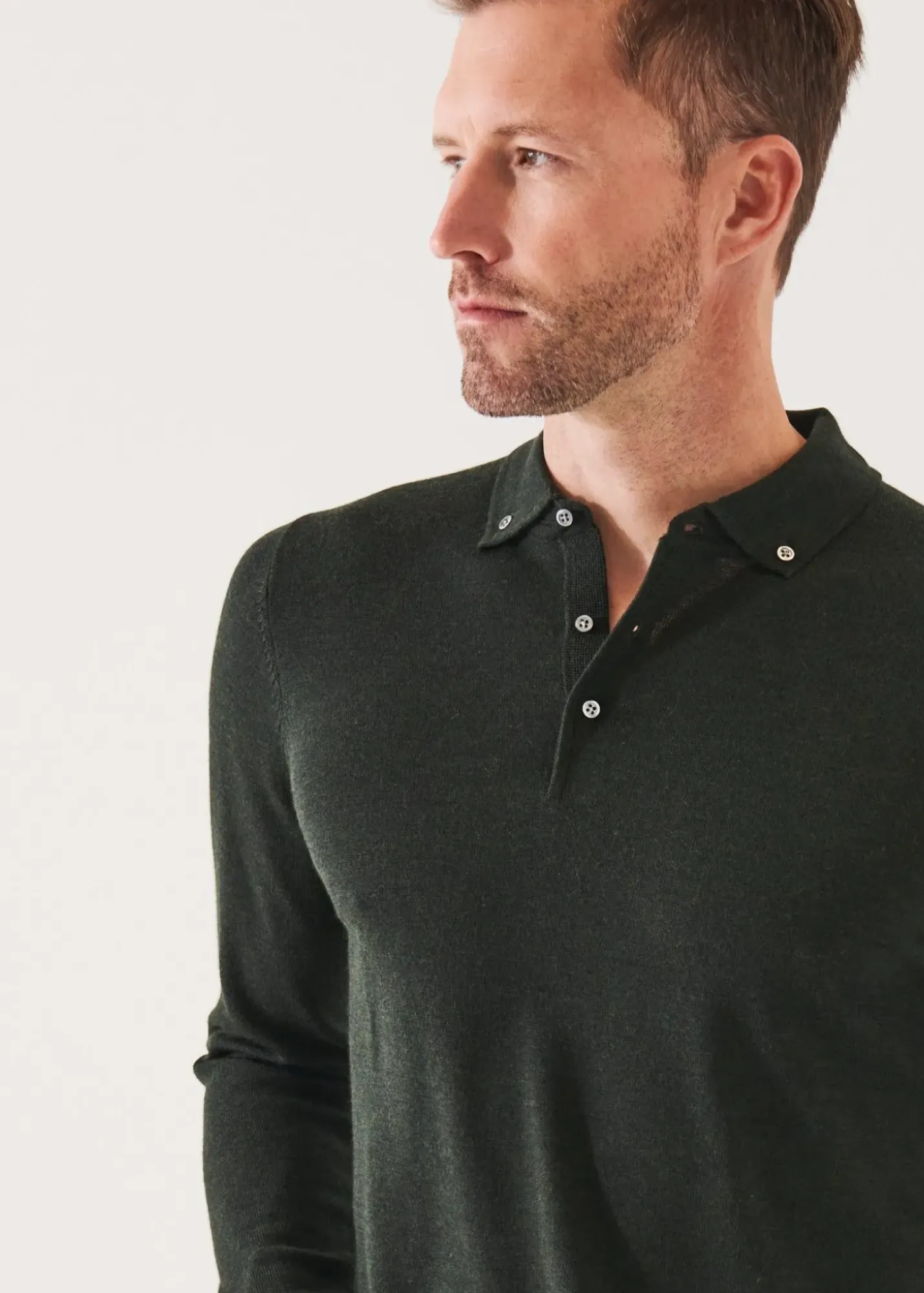 PATRICK ASSARAF Merino Wool Button Down Polo|Men Knitwear