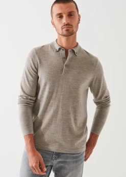 PATRICK ASSARAF Merino Wool Button Down Polo|Men Knitwear