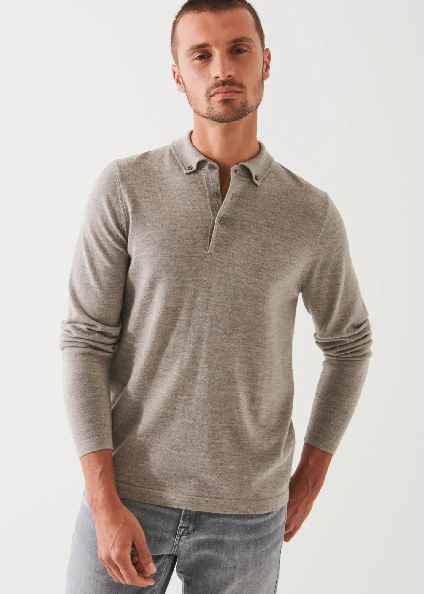 PATRICK ASSARAF Merino Wool Button Down Polo|Men Knitwear