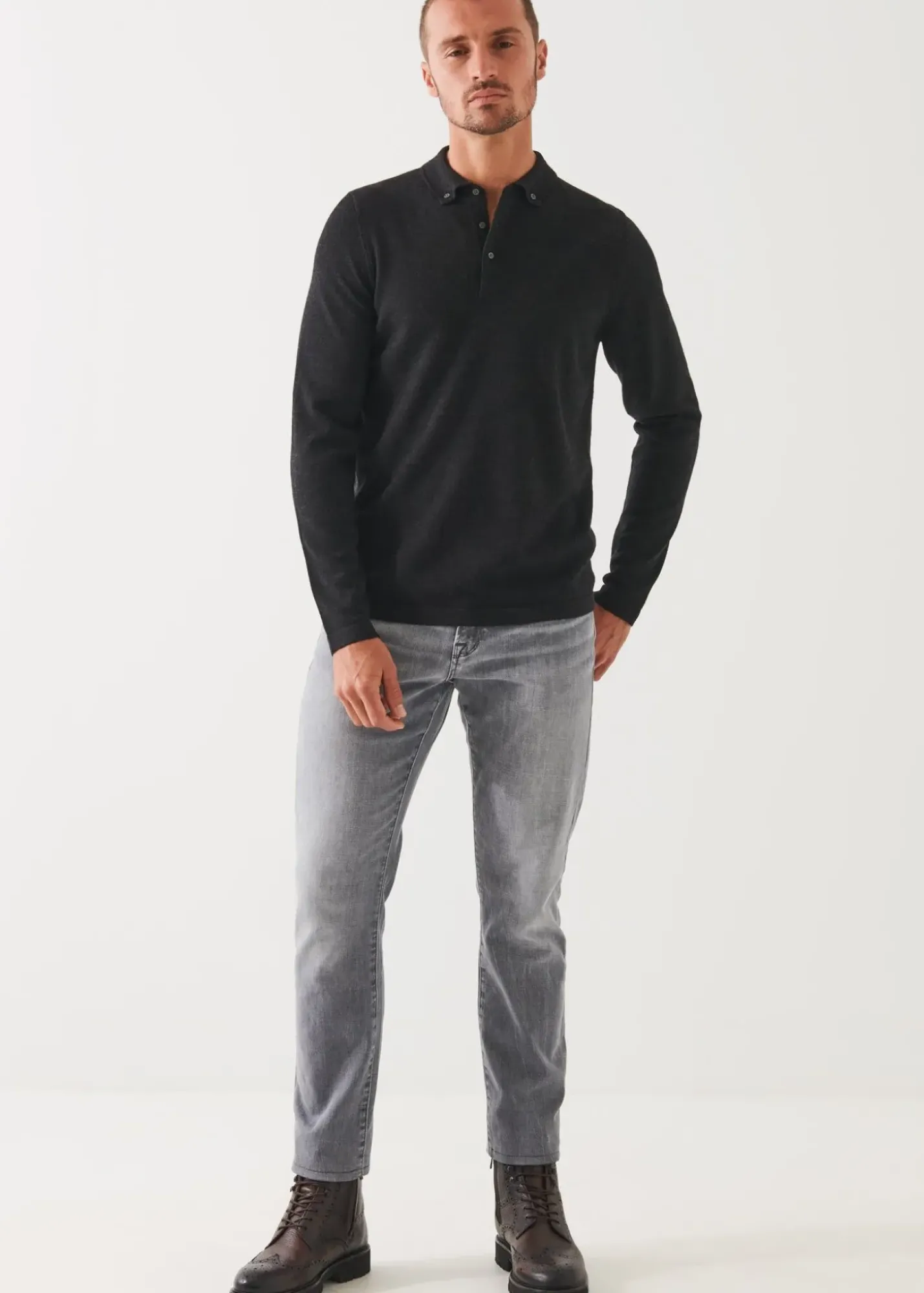 PATRICK ASSARAF Merino Wool Button Down Polo|Men Knitwear