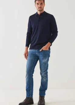 PATRICK ASSARAF Merino Wool Button Down Polo|Men Polos