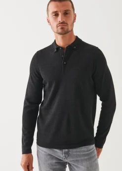 PATRICK ASSARAF Merino Wool Button Down Polo|Men Polos