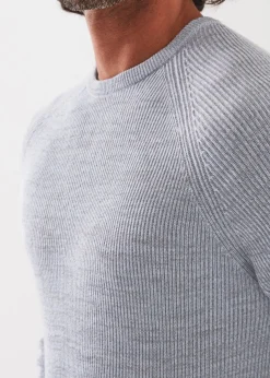 PATRICK ASSARAF Merino Wool Ribbed Crewneck|Men Knitwear
