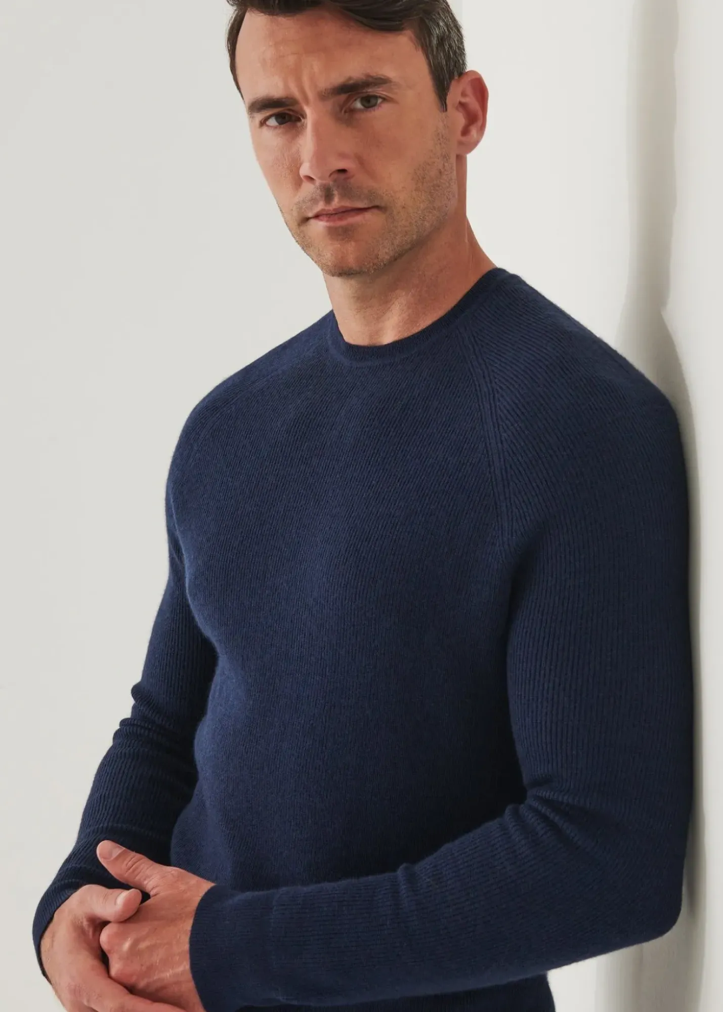PATRICK ASSARAF Merino Wool Ribbed Crewneck|Men Knitwear