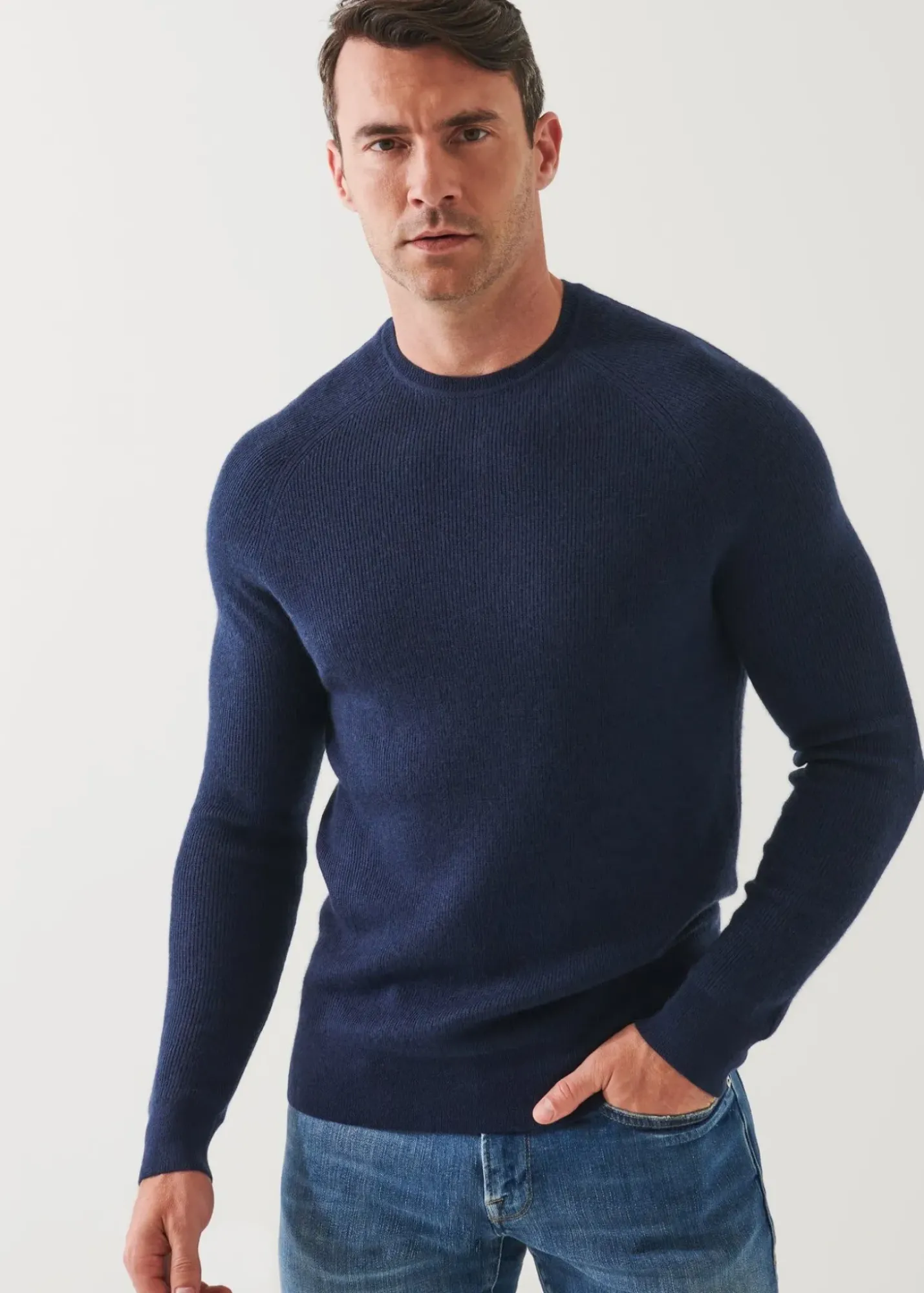 PATRICK ASSARAF Merino Wool Ribbed Crewneck|Men Knitwear