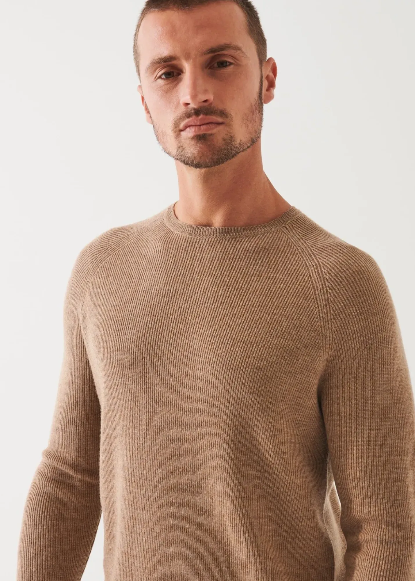 PATRICK ASSARAF Merino Wool Ribbed Crewneck|Men Knitwear