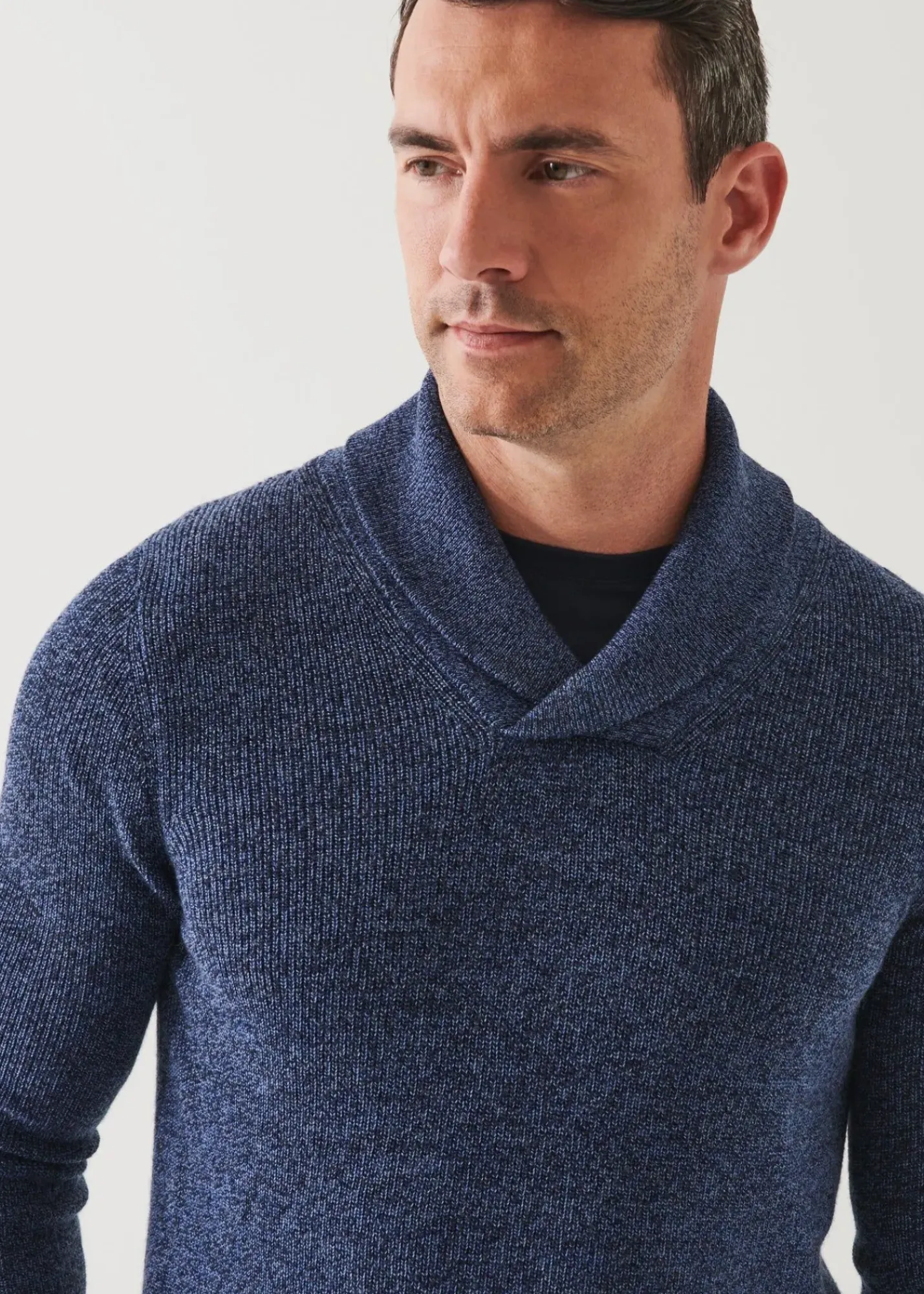 PATRICK ASSARAF Merino Wool Shawl Collar Sweater|Men Knitwear