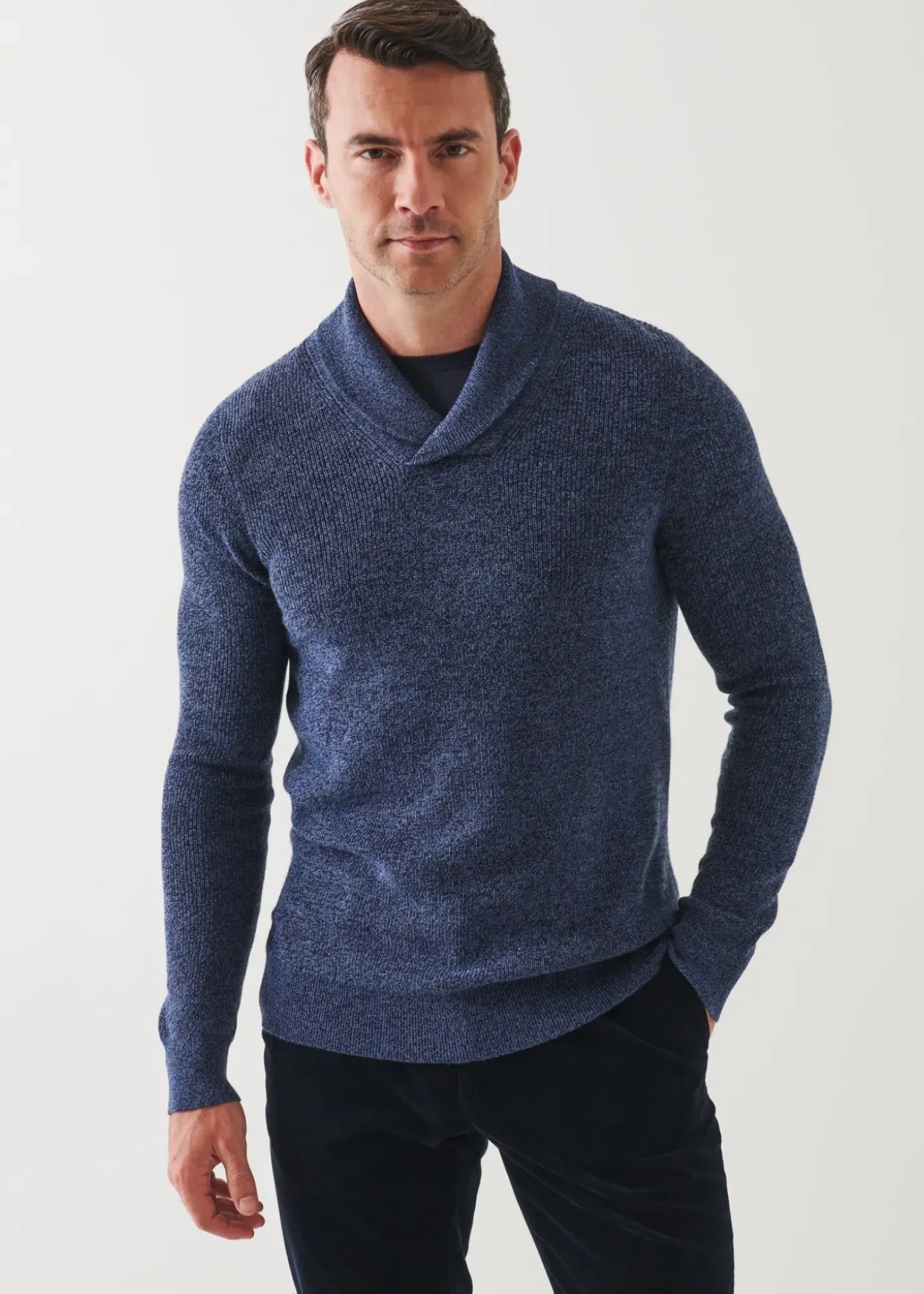 PATRICK ASSARAF Merino Wool Shawl Collar Sweater|Men Knitwear