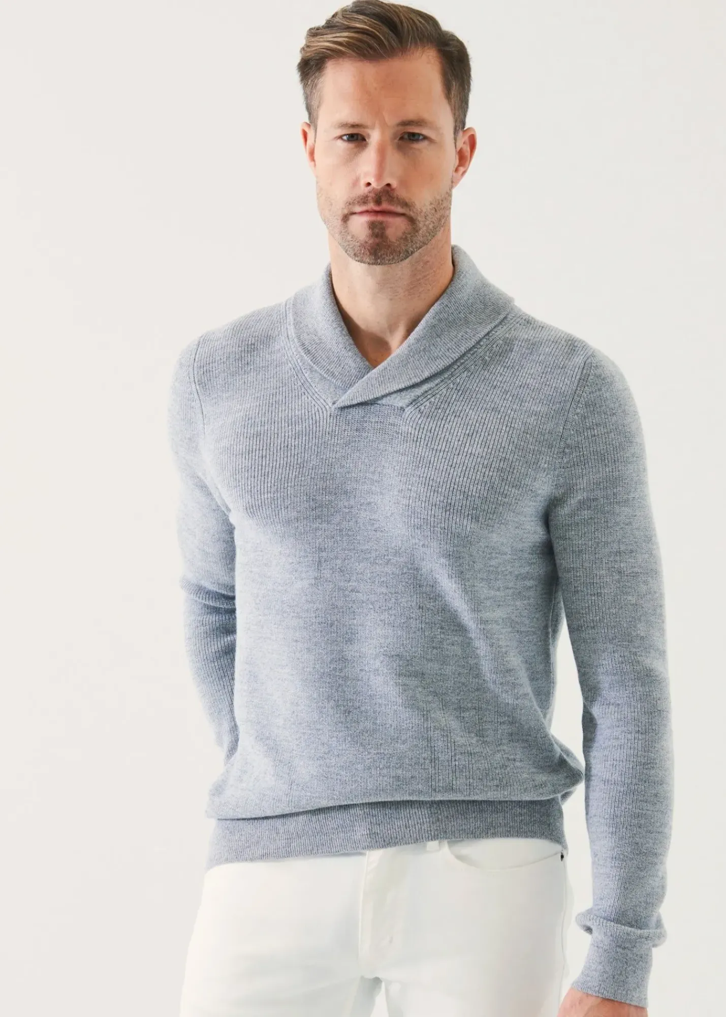 PATRICK ASSARAF Merino Wool Shawl Collar Sweater|Men Knitwear