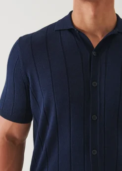 PATRICK ASSARAF Merino Wool-Silk Blend Knit Button Up|Men Shirts