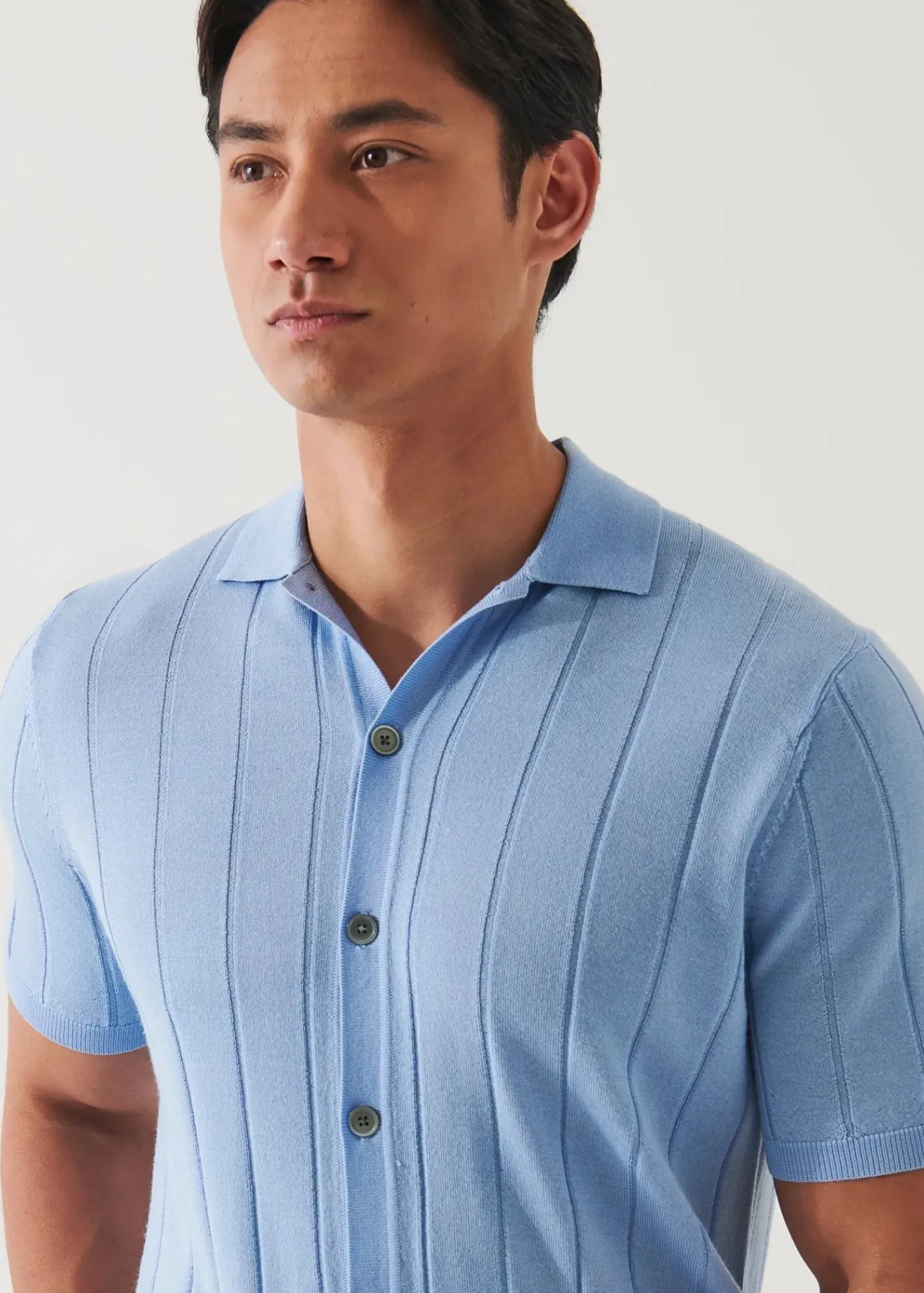PATRICK ASSARAF Merino Wool-Silk Blend Knit Button Up|Men Shirts