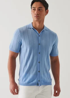 PATRICK ASSARAF Merino Wool-Silk Blend Knit Button Up|Men Shirts