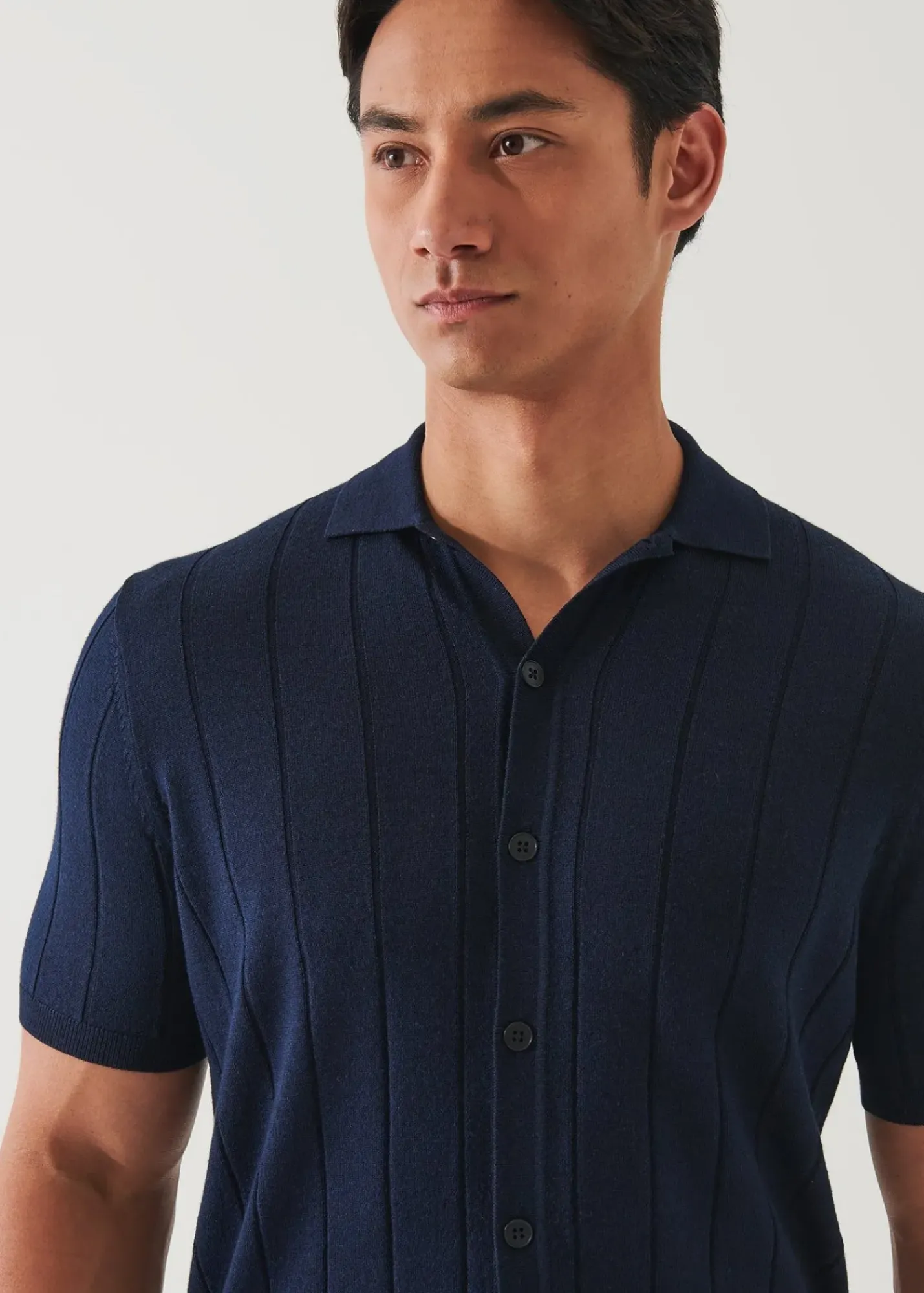 PATRICK ASSARAF Merino Wool-Silk Blend Knit Button Up|Men Shirts