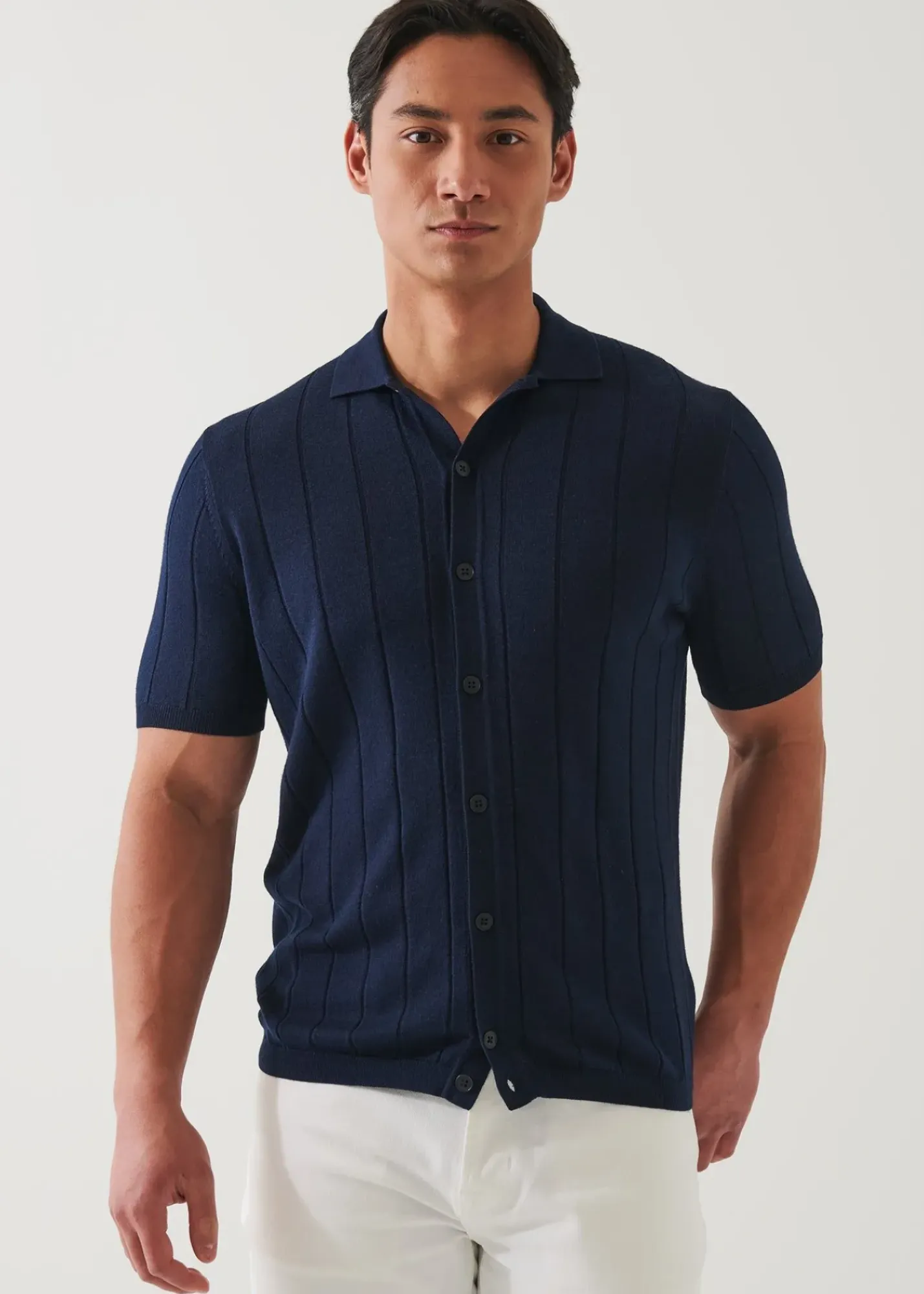 PATRICK ASSARAF Merino Wool-Silk Blend Knit Button Up|Men Shirts