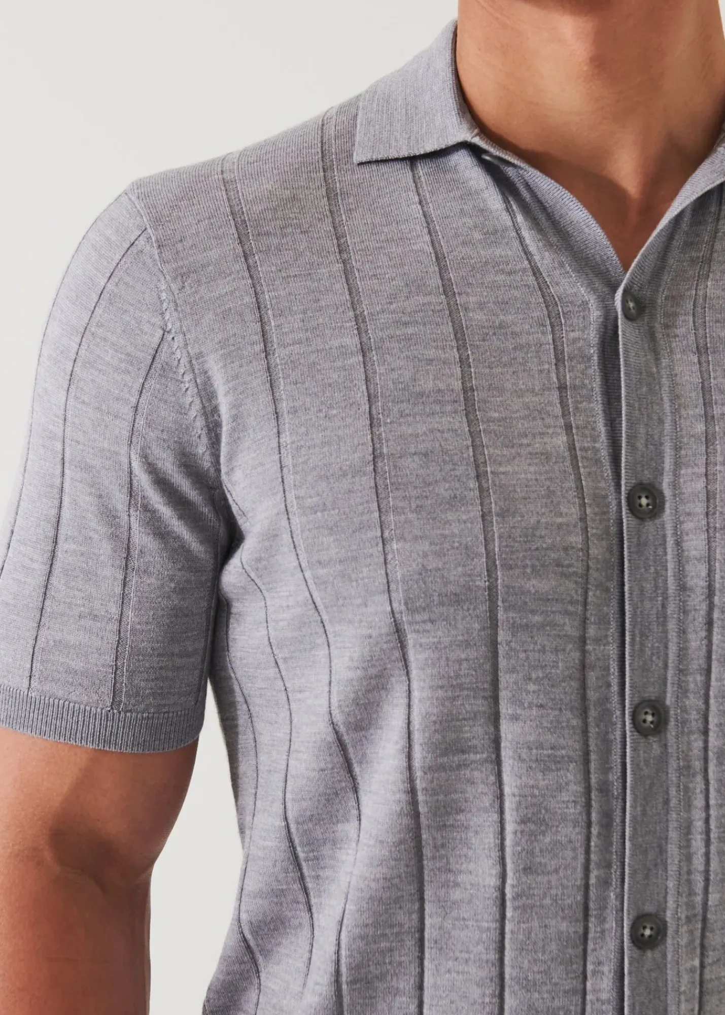 PATRICK ASSARAF Merino Wool-Silk Blend Knit Button Up|Men Shirts