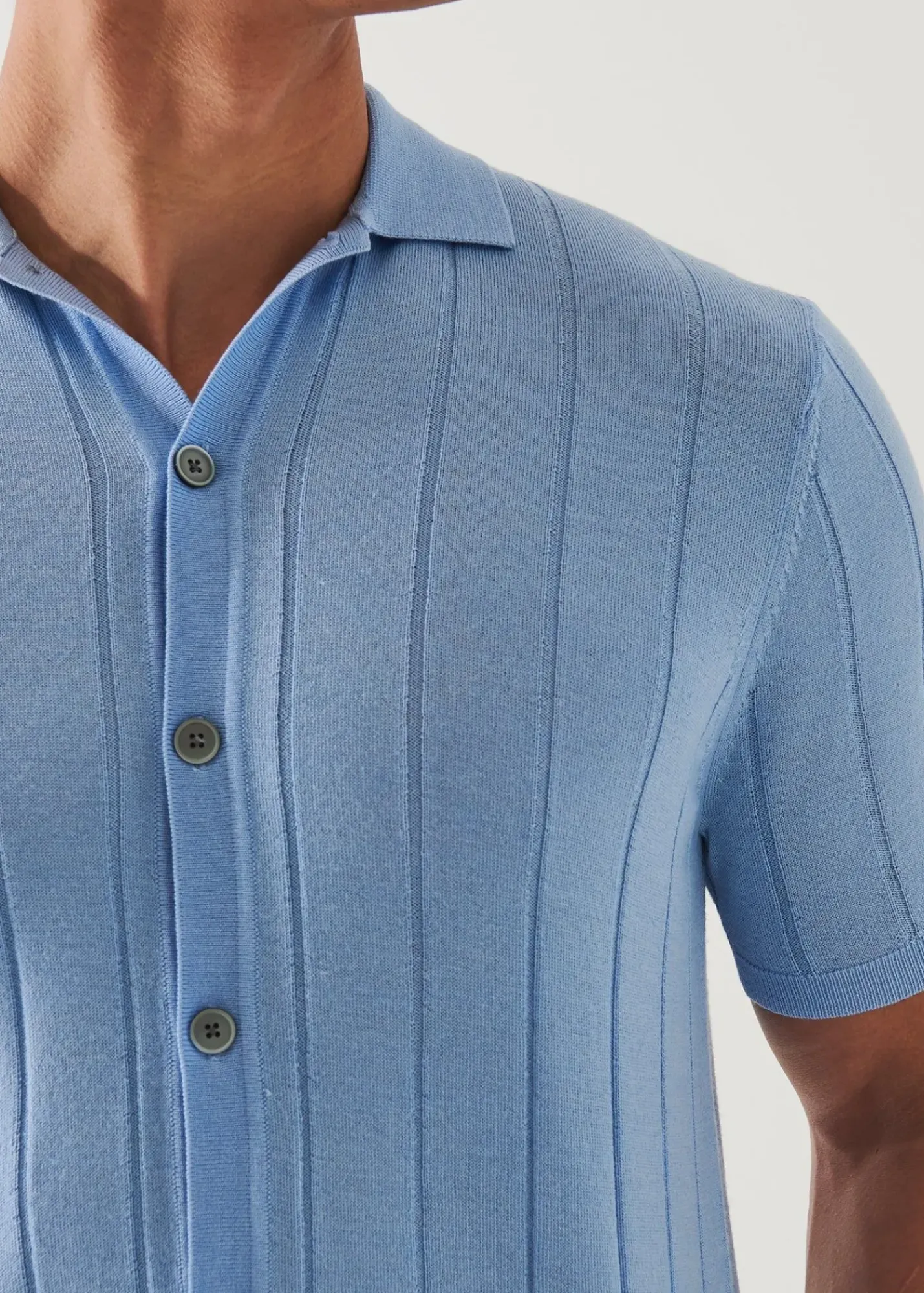 PATRICK ASSARAF Merino Wool-Silk Blend Knit Button Up|Men Shirts