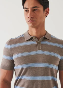 PATRICK ASSARAF Merino Wool-Silk Blend Striped Polo|Men Polos