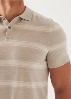 PATRICK ASSARAF Merino Wool-Silk Blend Striped Polo|Men Knitwear