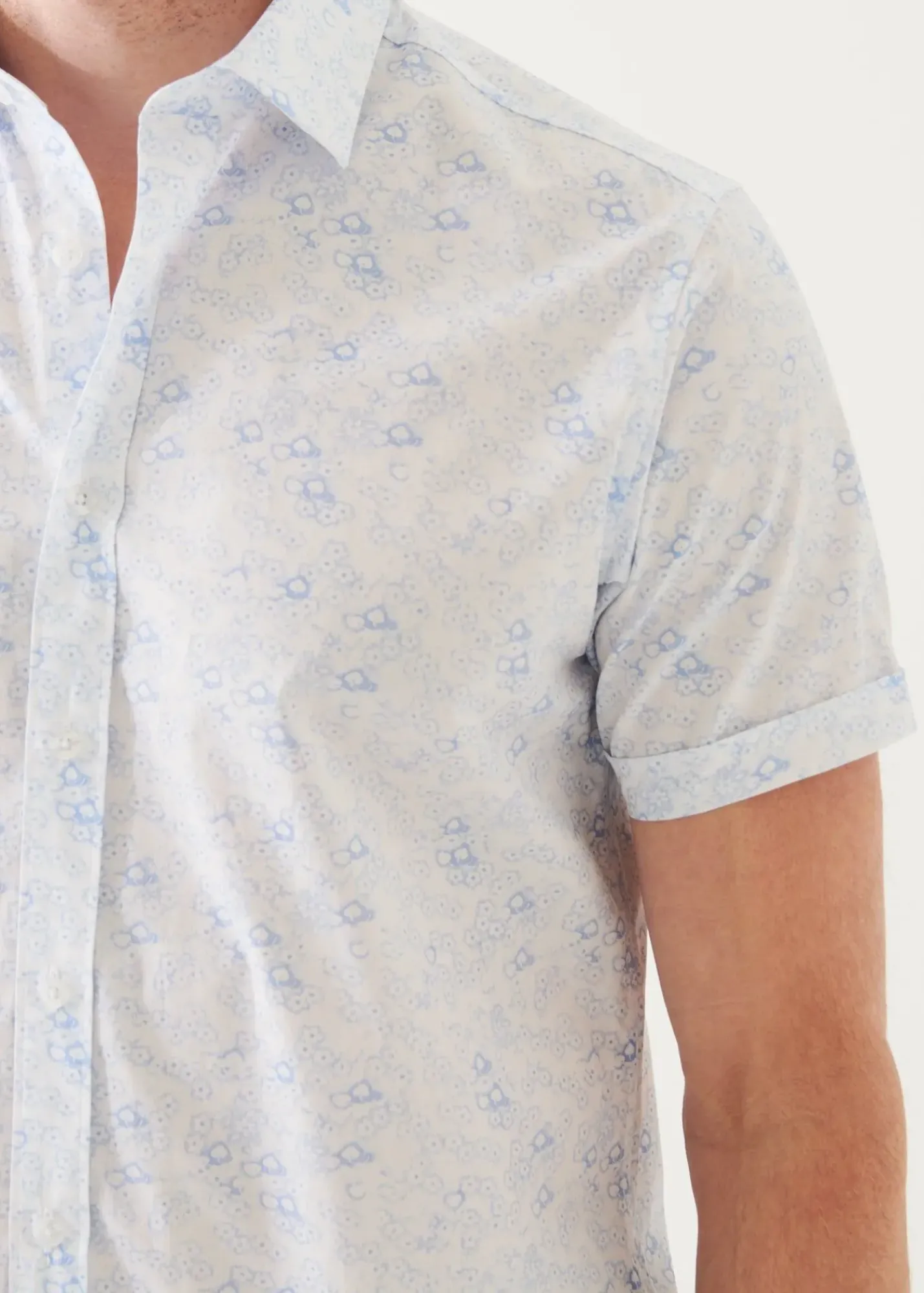 PATRICK ASSARAF Micro Floral Print Cotton Short Sleeve Shirt|Men Shirts