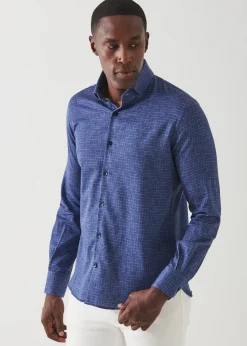 PATRICK ASSARAF Mirco-Check Cotton Shirt|Men Shirts