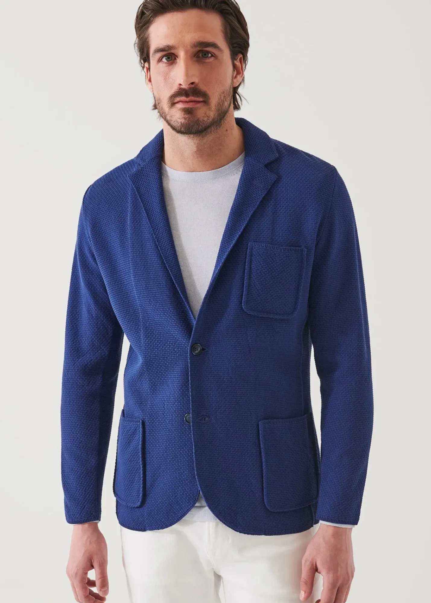 PATRICK ASSARAF Neat Textured Cotton Knit Blazer|Men Blazers