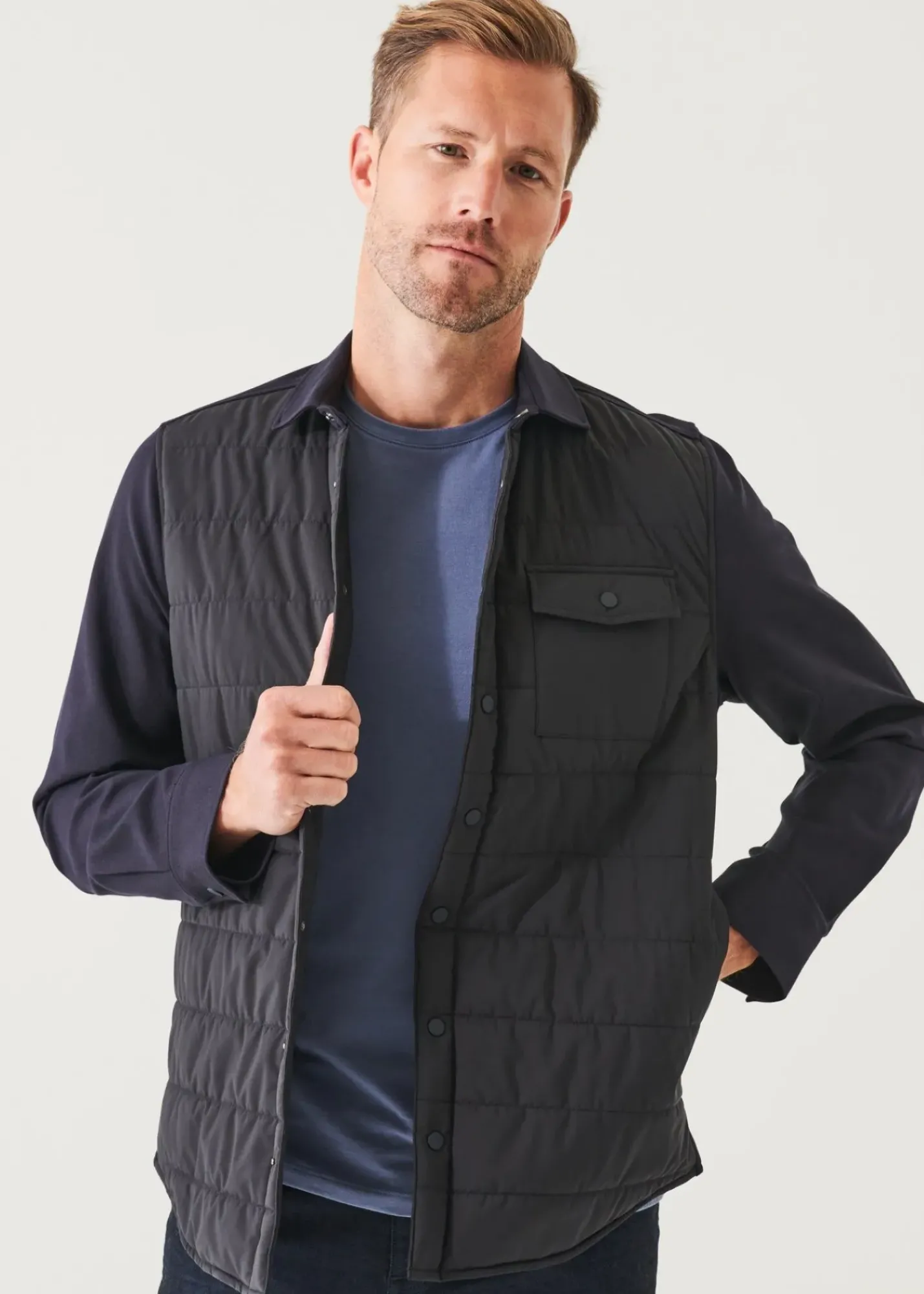 PATRICK ASSARAF Nylon Flap Pocket Shirt Jacket|Men Outerwear