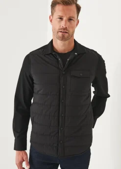 PATRICK ASSARAF Nylon Quilted Mix Media Shirt Jacket|Men Outerwear
