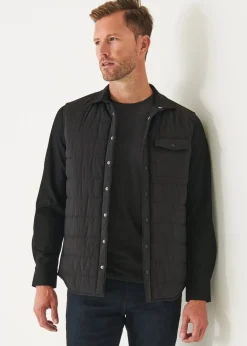 PATRICK ASSARAF Nylon Quilted Mix Media Shirt Jacket|Men Outerwear