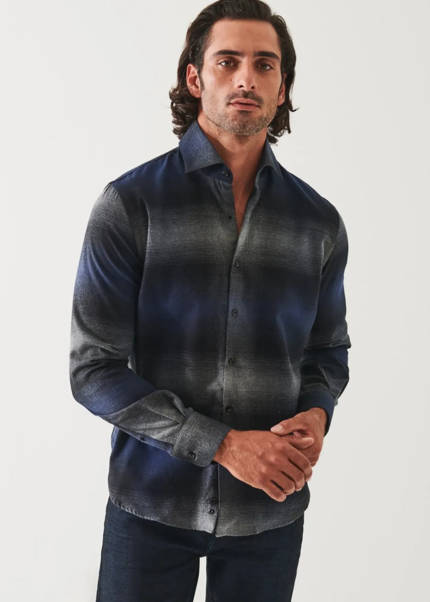 PATRICK ASSARAF Ombre Plaid Shirt|Men Shirts
