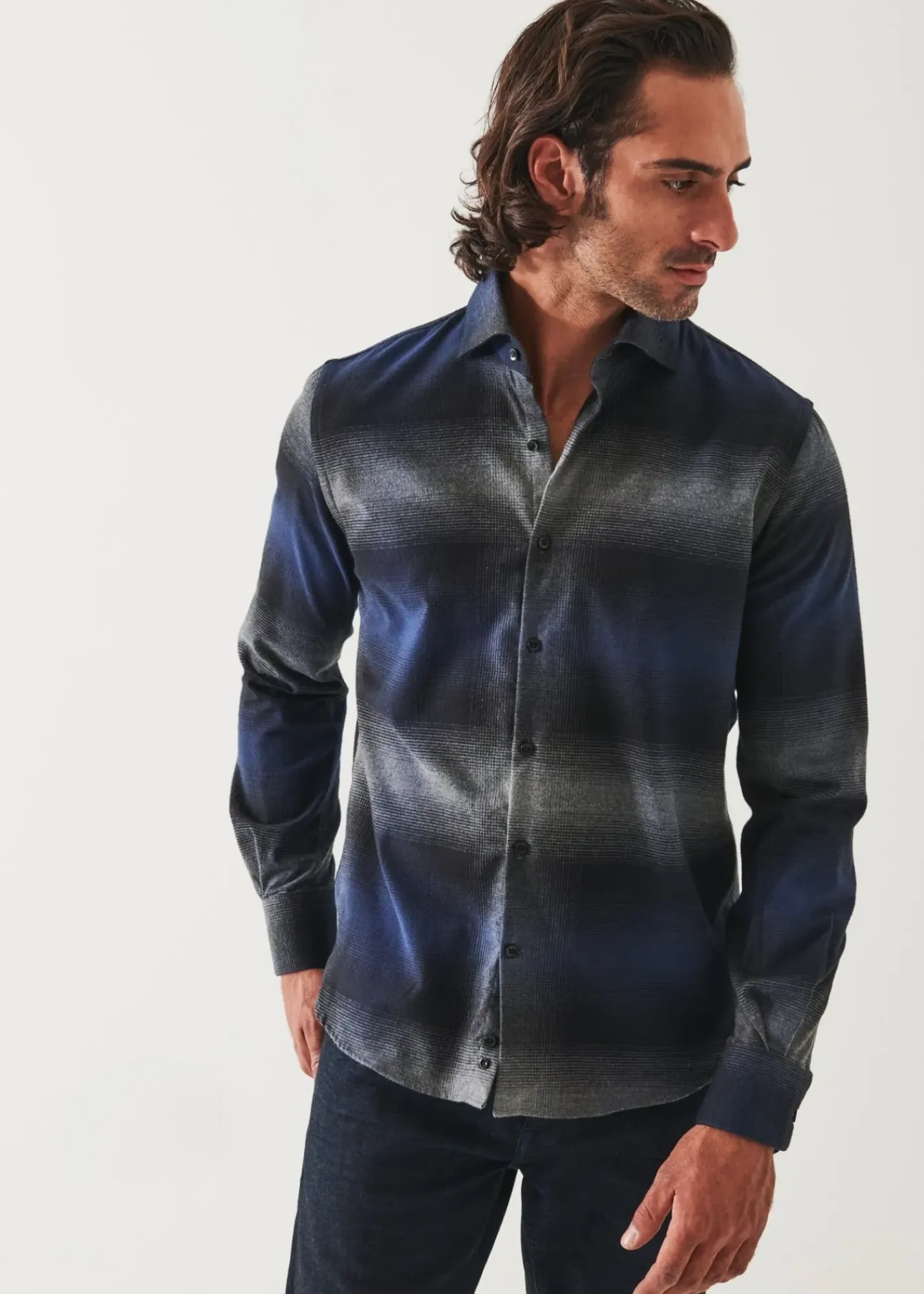 PATRICK ASSARAF Ombre Plaid Shirt|Men Shirts