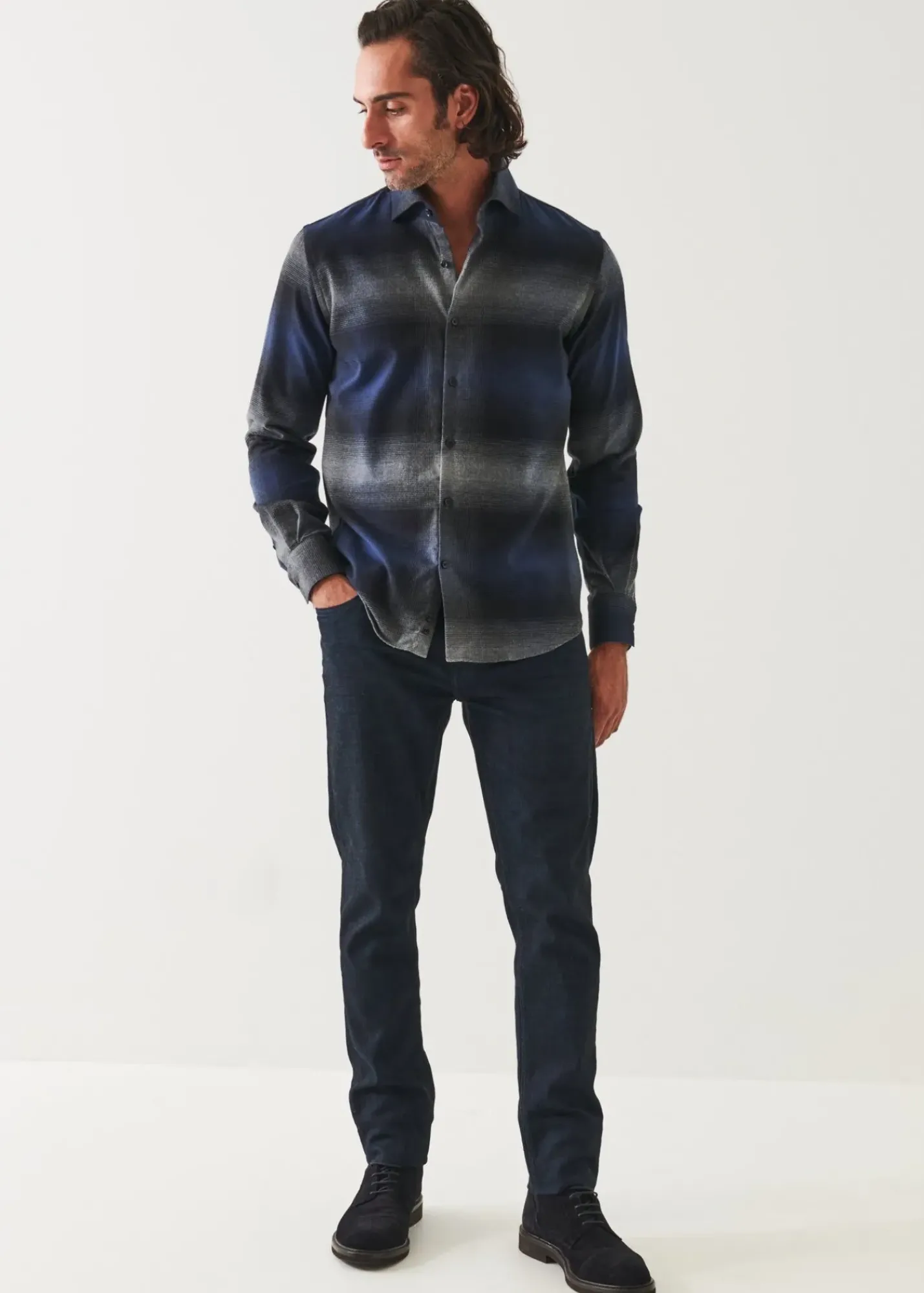 PATRICK ASSARAF Ombre Plaid Shirt|Men Shirts