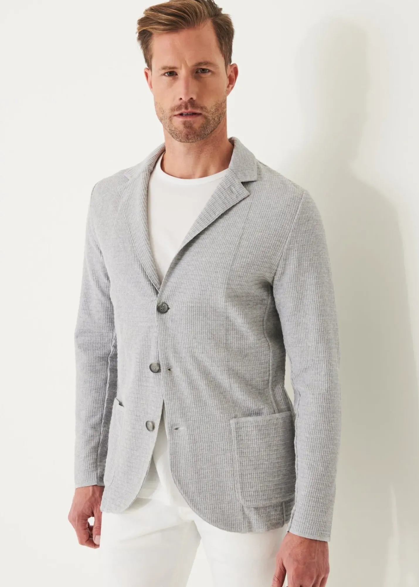 PATRICK ASSARAF Organic Cotton Textured Knit Blazer|Men Blazers