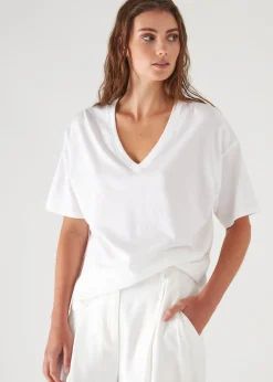 PATRICK ASSARAF Organic Pima Cotton Oversized V-Neck|Women T-Shirts