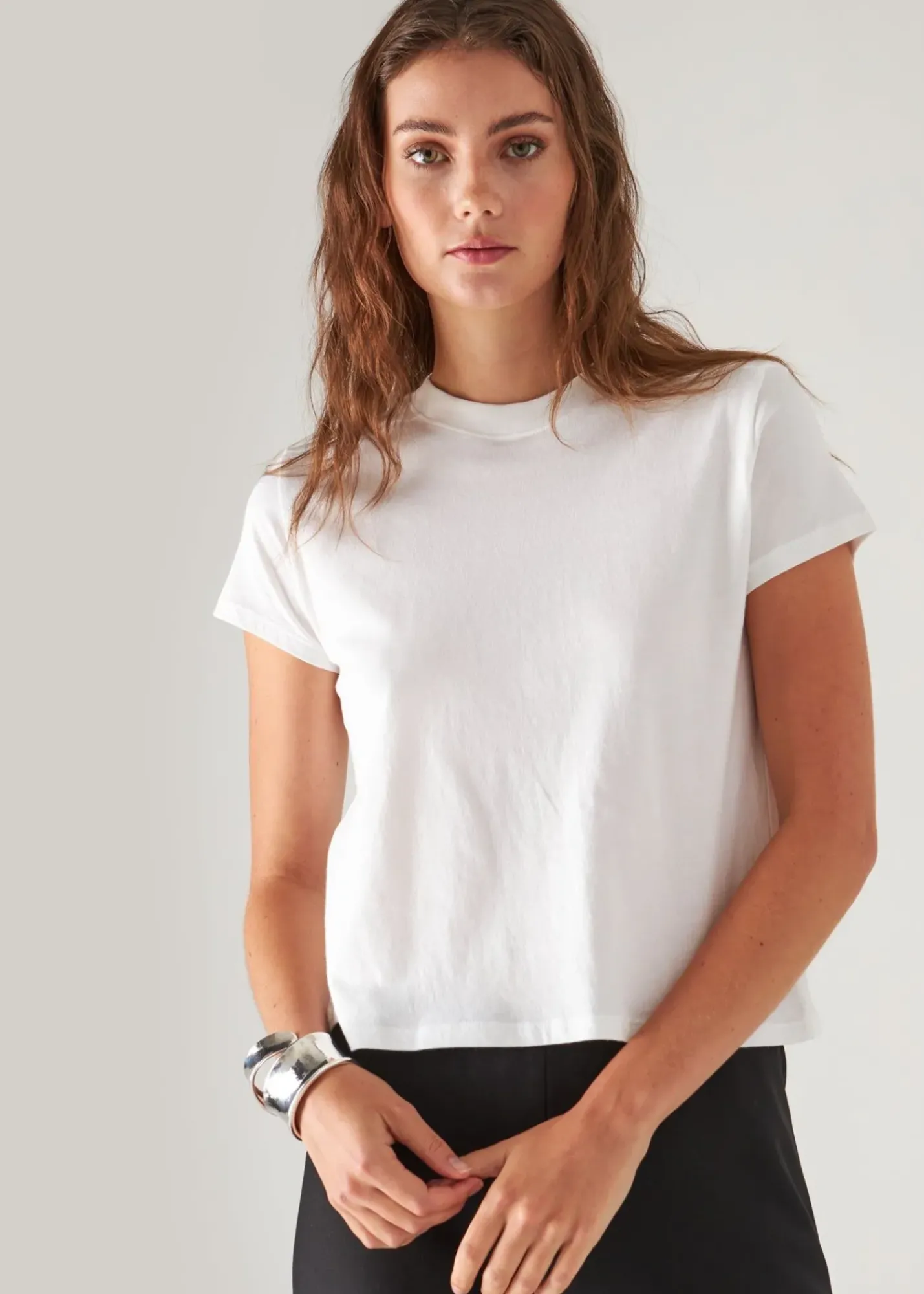 PATRICK ASSARAF Organic Pima Cotton Stripe Boyfriend Long Sleeve Crew|Women T-Shirts