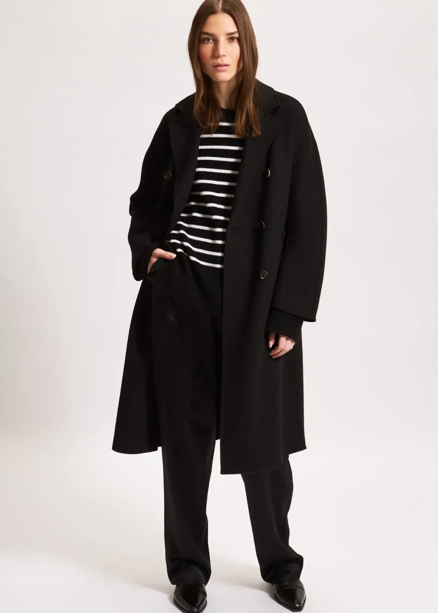 PATRICK ASSARAF Oversized Double Breasted Wool Coat|Women Outerwear
