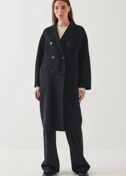 PATRICK ASSARAF Oversized Double Breasted Wool Coat|Women Outerwear
