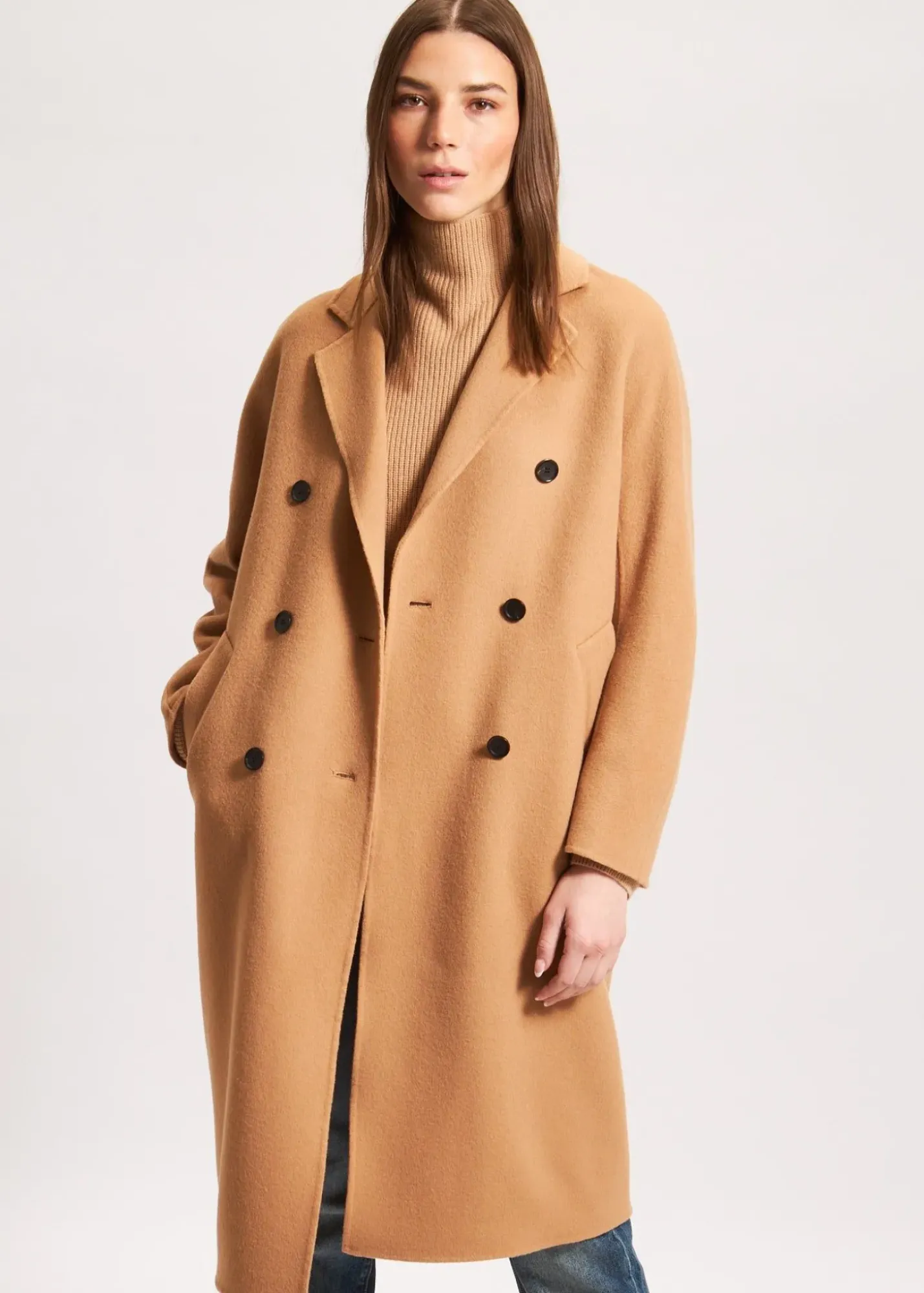 PATRICK ASSARAF Oversized Double Breasted Wool Coat|Women Outerwear