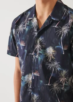 PATRICK ASSARAF Palm Tree Print Cotton Shirt|Men Shirts