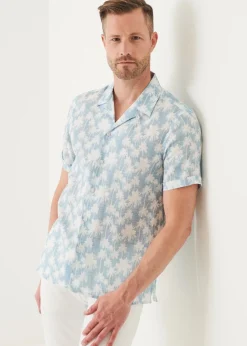 PATRICK ASSARAF Palm Tree Print Linen Shirt|Men Shirts