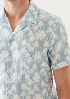 PATRICK ASSARAF Palm Tree Print Linen Shirt|Men Shirts