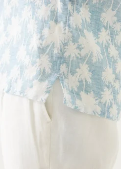 PATRICK ASSARAF Palm Tree Print Linen Shirt|Men Shirts