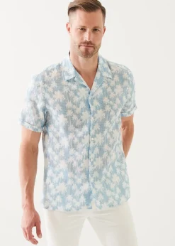 PATRICK ASSARAF Palm Tree Print Linen Shirt|Men Shirts