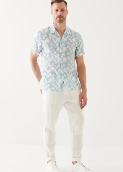 PATRICK ASSARAF Palm Tree Print Linen Shirt|Men Shirts