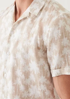 PATRICK ASSARAF Palm Tree Print Linen Shirt|Men Shirts