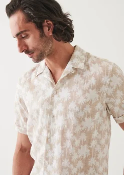 PATRICK ASSARAF Palm Tree Print Linen Shirt|Men Shirts